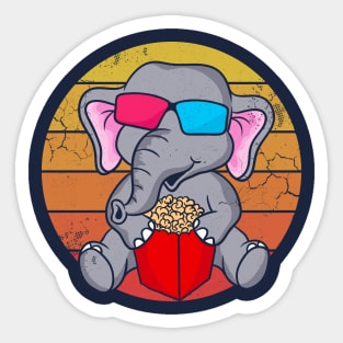 Retro Elephant Movies Cute Funny Sticker